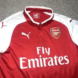 Arsenal Puma Fly Emirates Soccer Jersey Small Mens Red White Authentic